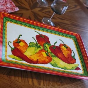 Chilli peppers retangular plates set of 2